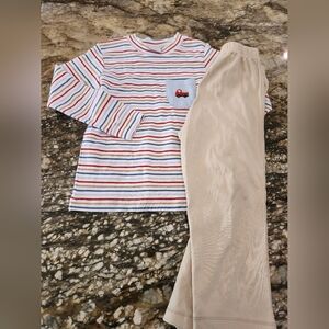 Striped Kids Matching Set with Beige Pants